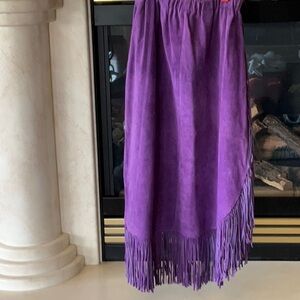 Leather City Suede Cowgirl Fringe Skirt Medium Vintage